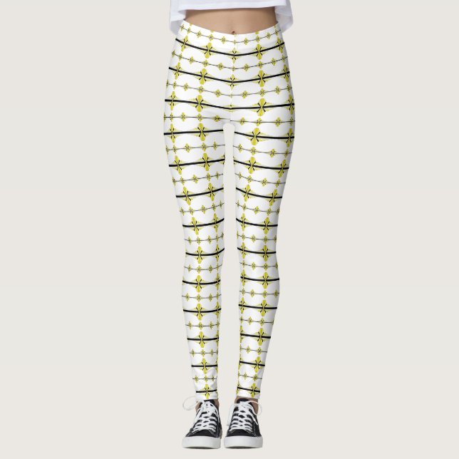 Legging Elementos de arte em amarelo pastel (Frente)