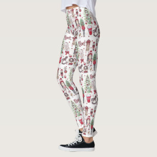 Legging Elementos de Natal de Aquarela