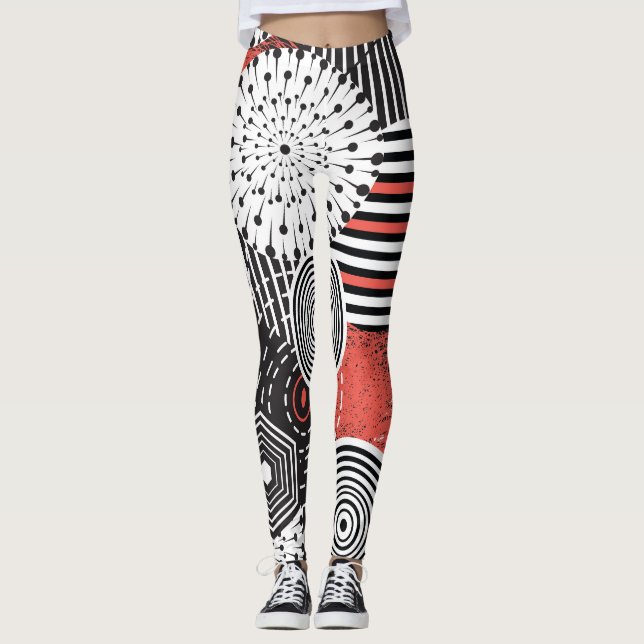 Legging Elementos Gráficos de Ilustração de Abstrato de Vi (Frente)