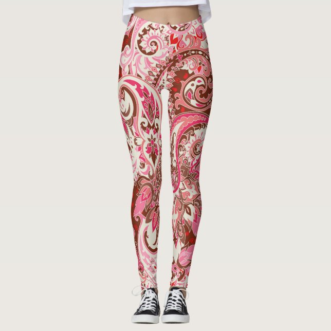 Legging Elementos paisley asiáticos, boho vintage. (Frente)