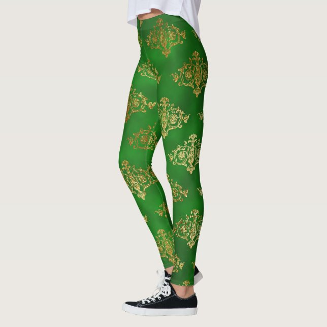 Legging Eleve o seu estilo com o Shimmering Dourado e Verd (Esquerda)