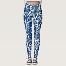 Legging Eleve seu estilo: Blue Floral & Chinese Ornament
