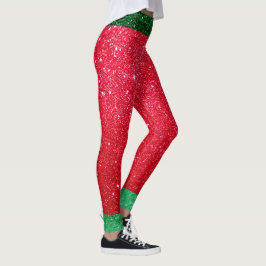 Legging Elf de Natal Bonito Vermelho Verde Santas