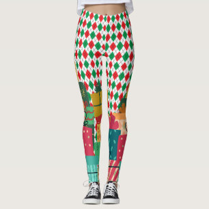 Legging Elf De Natal Nas Pernas De Prateleiras Em Presente