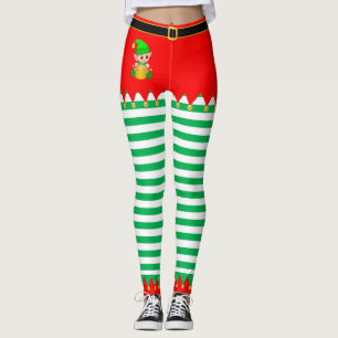 Legging Elf e Jingle de Natal em Verde e Branco