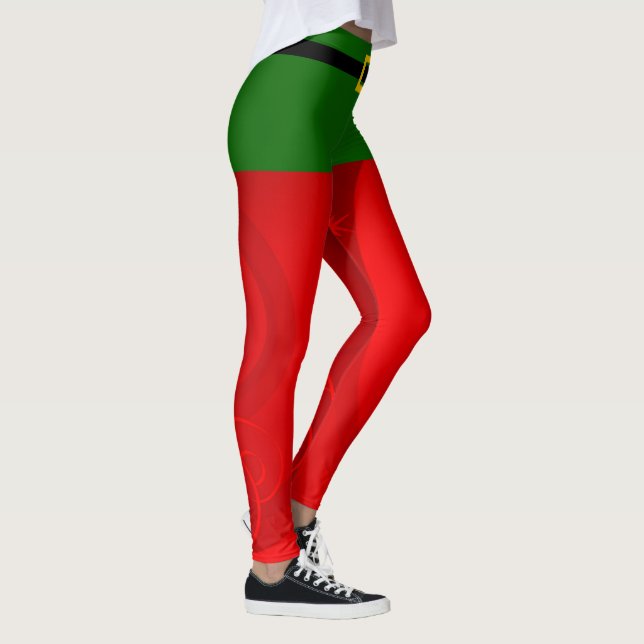 Legging Elf Fofo - Elfos de Natal Vermelhos e Verdes (Direita)