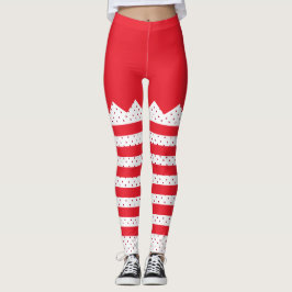 Legging Elf Stripes e pontos de Natal