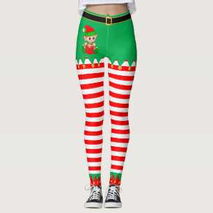 Legging Elfo de Natal bonito e Dourados Sinos de Jingle