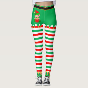 Legging Elfo de Natal e Beliscos Dourados