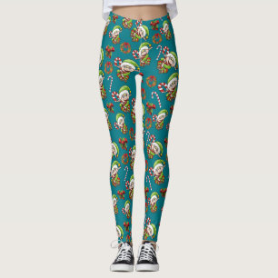 Legging Elfo Feriado Bonito com Designs de Natal Decorante