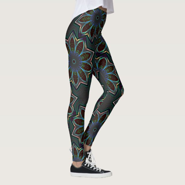 Legging Elipse circular escura, com folhas de abstrato (Direita)