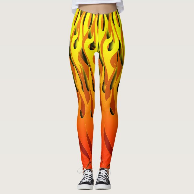 Legging Em caneleiras do fogo (Frente)