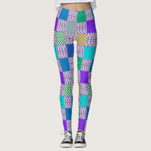 Legging Em tons escuros e multicoloridos, retrorgeométrico