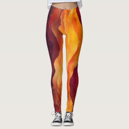 Legging Ember Strata – Camadas Abstratas de Terra e Fogo