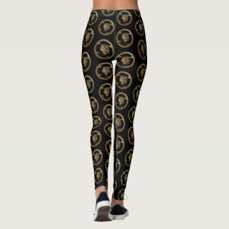 Legging Emblema de Mulher Biofílica Dourada 3D de Luxo