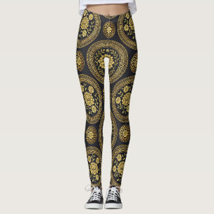 Legging Emblema de Ouro Mandala Lotus Luxo