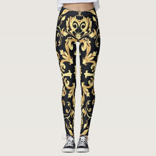 Legging emblema preto&ouro