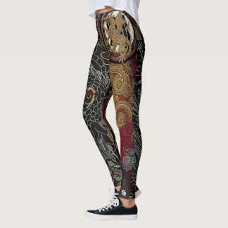 Legging Emblema real japonês do dragão