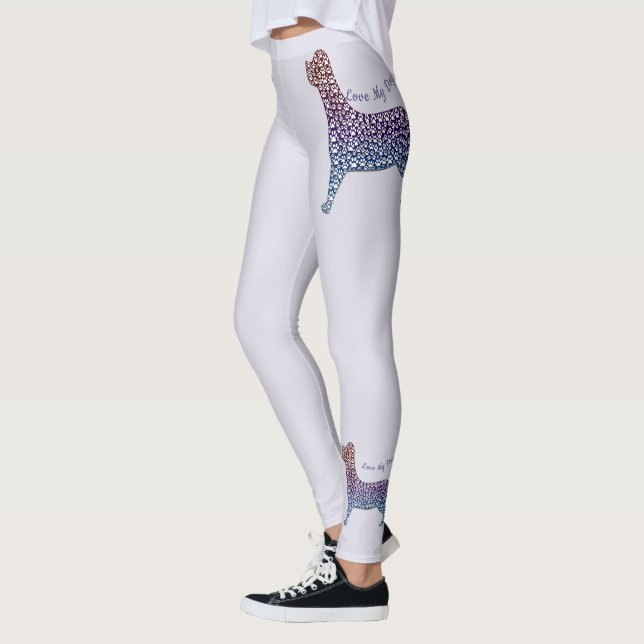 Legging Embossed Indigo Gradient Paw Print Dog Outline (Esquerda)