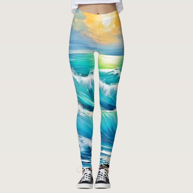 Legging Embraço do Oceano: Arte Onda (Frente)