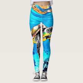 Legging Embraço do Oceano: Viagem da Tartaruga do Mar