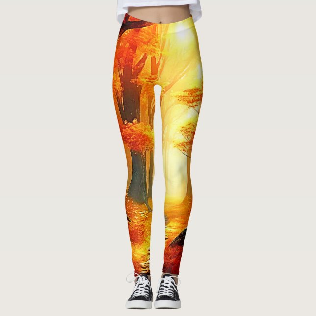 Legging Embraço do outono: Caminho das Florestas das Féria (Frente)