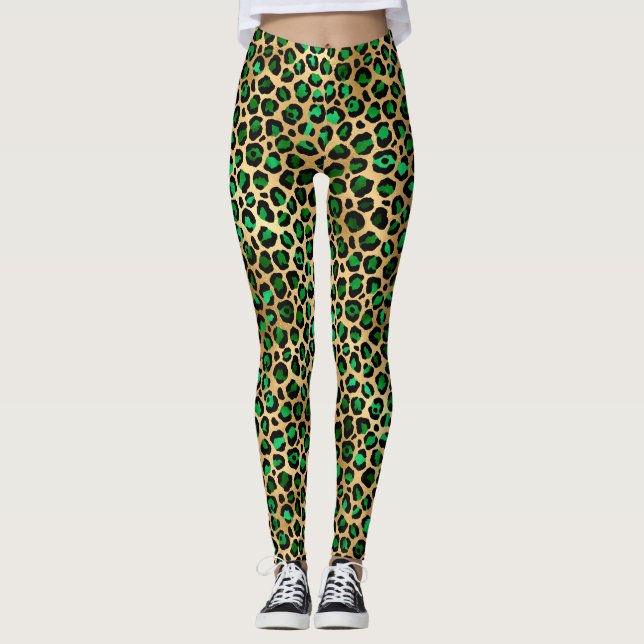 Legging Emerald e Dourado Safari Series Design 8 (Frente)
