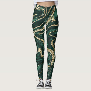 Legging Emerald Green Dourado Marble #2 (Foil Faux)
