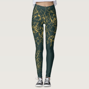 Legging Emerald Green Dourado Modern Abstrato