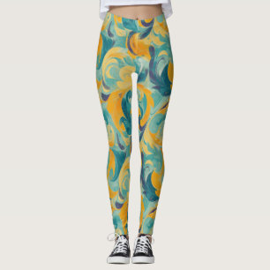 Legging Emerald Green e Dourada Abstrato inspirada em Pais