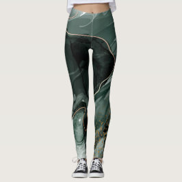 Legging Emerald Green e Dourado Marble, Fundo Marble