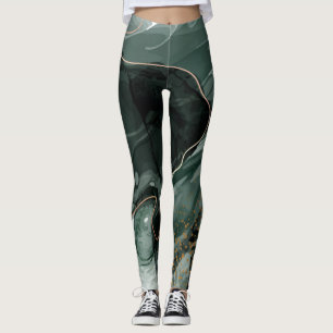 Legging Emerald Green e Dourado Marble, Fundo Marble