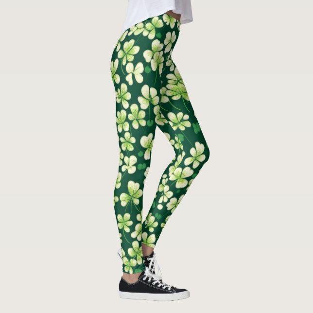Legging Emerald Shamrock Tapeçaria com o Verde Escuro (Direita)