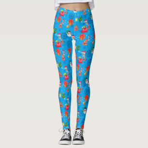 Legging emoji de Natal azul