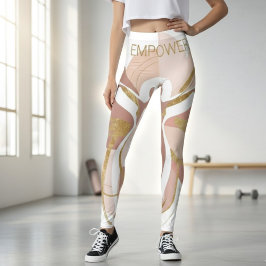 Legging Empower Abstract Golden Woman Silhouette Art