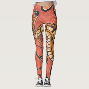 Legging Emu - Pintura De Arte Inspirada Aboriginal