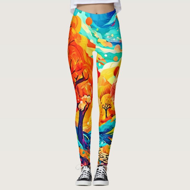 Legging Encantando Caminho da Lua do outono (Frente)