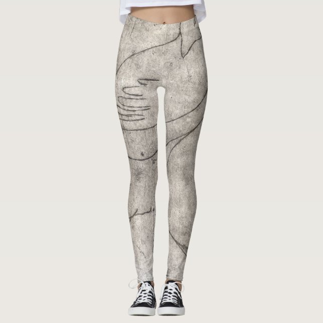 Legging Encantando Impressão Negra e Branca: Menina Entre (Frente)