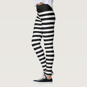 Legging Enegreça uma zebra gótico da listra horizontal