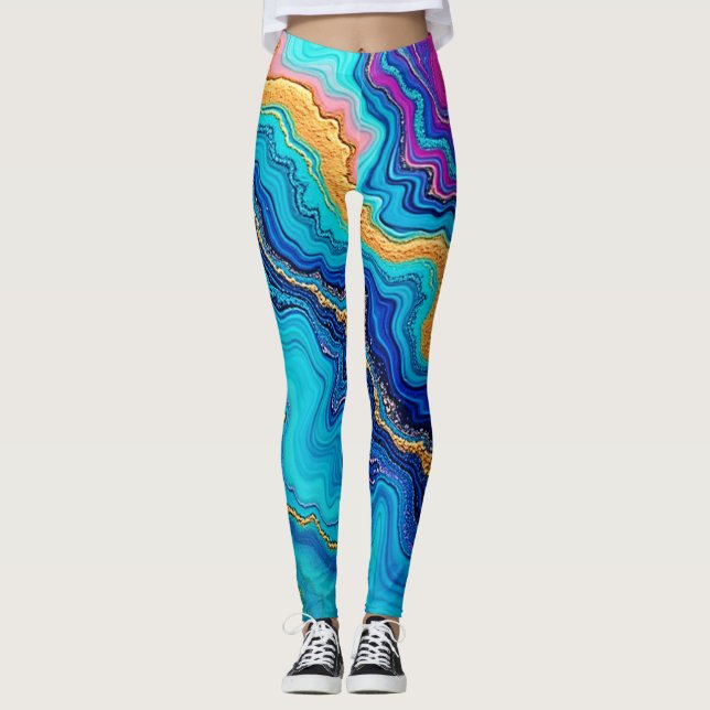 Legging Energia Mística Teal e Dourada (Frente)