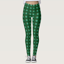 Legging Enfeites Verdes Com Fitas Pendentes