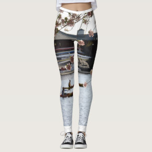 Legging Enfileiramento entre as flores de cerejeira