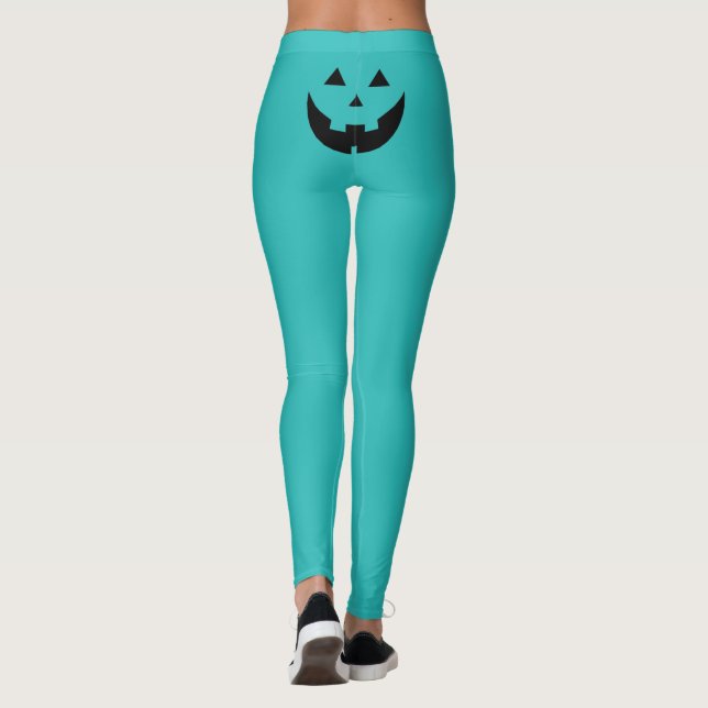 Legging Engraçada cara de abóbora de lanterna do dia das b (Verso)