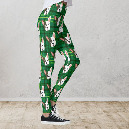 Legging Engraçado Bulldog Xadrez Verde Trendy Cute Dog