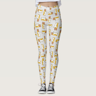 Legging Engraçado Cartoon Corgi Pattern