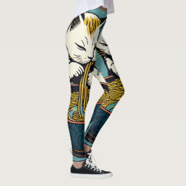 Legging Engraçado Cat Ramen Arte Japonesa