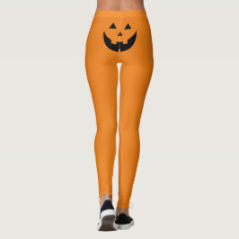 Legging Engraçado laranja Jack o lanterna abóbora rosto Ha