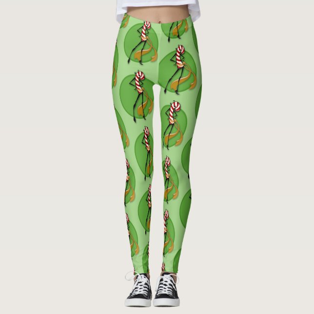 LEGGING ENGRAÇADO NATAL FERIADO CANDY CANDY CANDY MULHERES (Frente)
