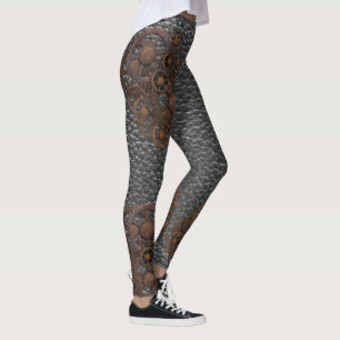 Legging Engrenagens de Couro Steampunk Enferrujadas Indust