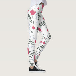 Legging Enorme Aquarela Moderna Flores Vermelhas com Licen